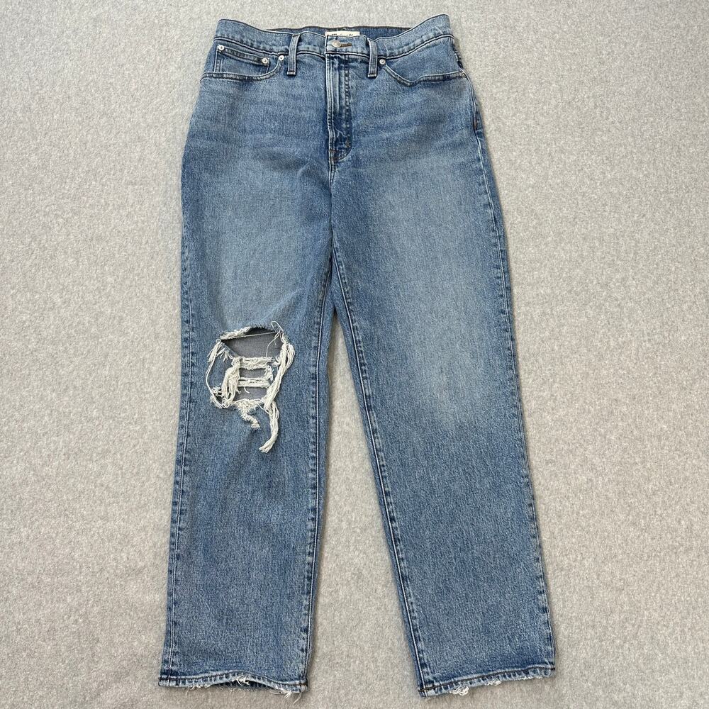Madewell Jeans WMNS 30 The Perfect Vintage Straight Jean Blue Distressed Denim
